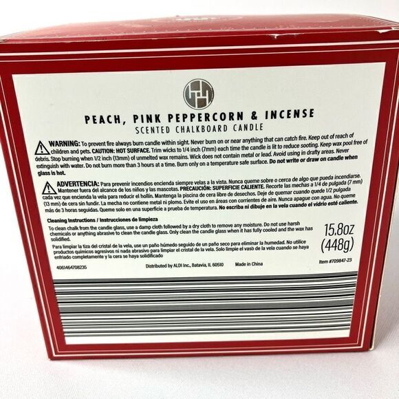 Home Decor Black Chalkboard Peach Peppercorn & Incense Scented Candle 5x4 - Picture 5 of 7